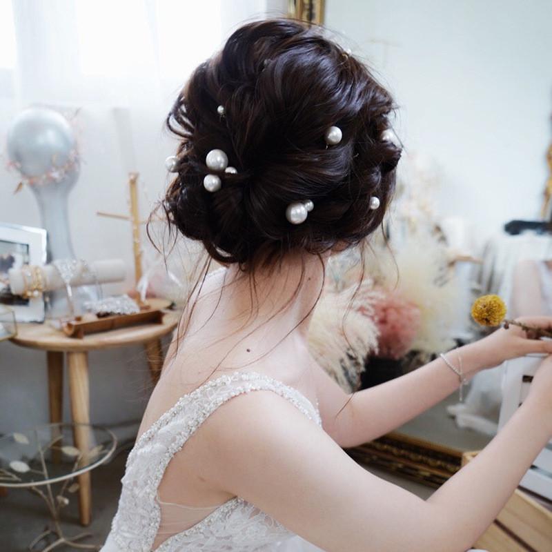 18 Pcs Set Pearls Hair Combs Bridal Headdress Women Beads Hairpins Wedding Hair Sticks Jewelry Accessories