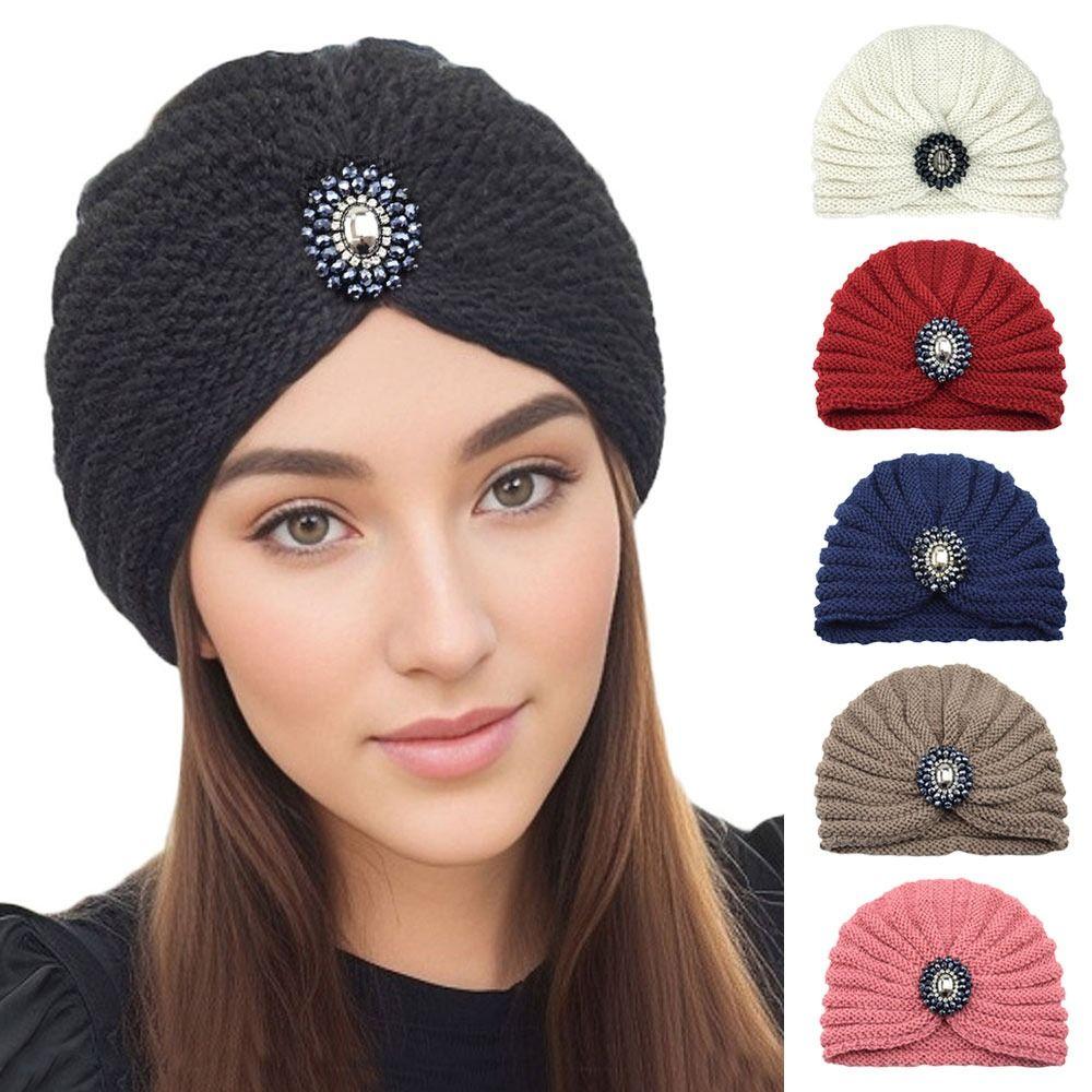 

Товсті шапки-хіджаби М які в язані шапки Модна шапка-тюрбан для жінок темно-синього кольору