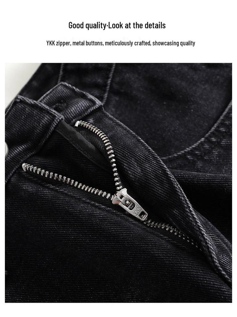 Women's High Waist Velvet Straight Leg Jeans - 2025 Trendy Narrow-Wide Pants for Autumn & Winter