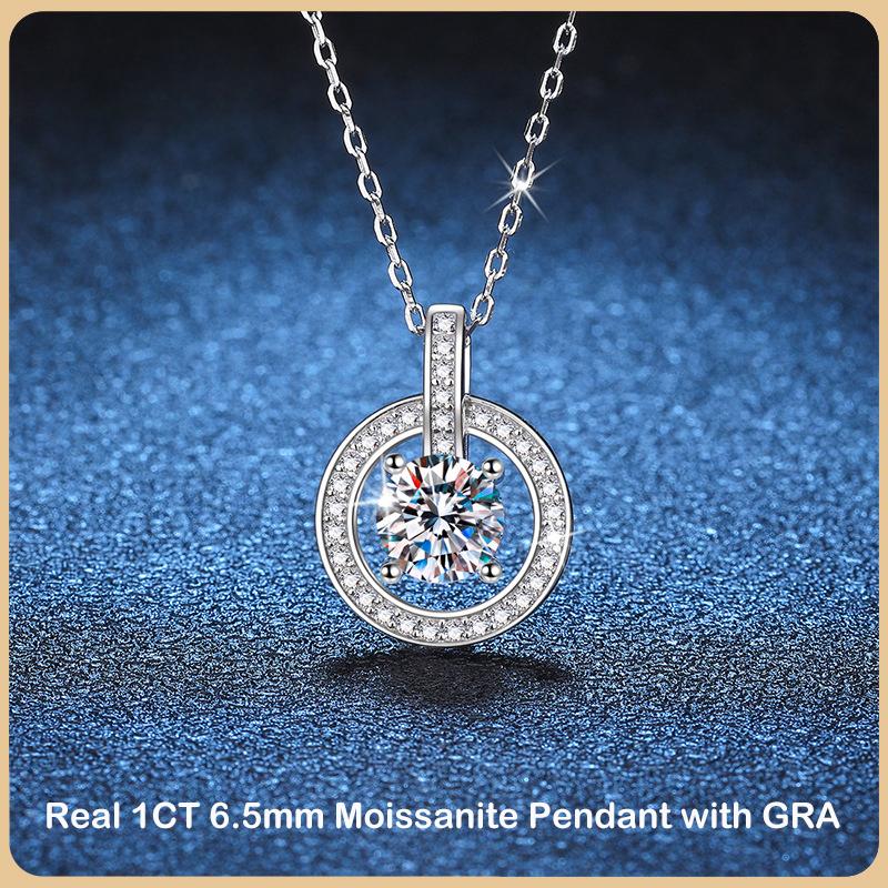 

Сверкающее ожерелье с подвеской из муассанита цвета D 1 карат для женщин, стерлинговое серебро 925 пробы, цепочка на шею с бриллиантами, ювелирные украшения