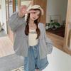 Hooded Short Sports Jacket Women's Casual Loose Solid Colour Zip Punching Jacket Spring and Summer Versatile Sunscreen Jacket
