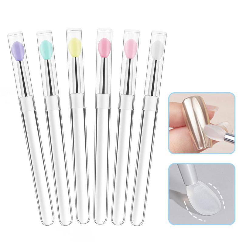1/5 stk Nail Arts Silikonapplikatorpinner Gjenbrukbare Krom Glitter Påføring Manikyrverktøy Lett-Dupp Pigment Silikon Neglebørste