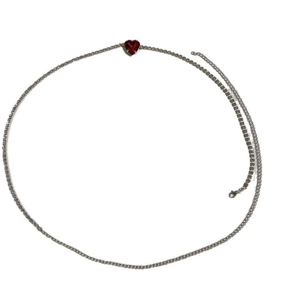 Simple Heart-Shaped Back Chain, Sexy Model Rhinestone Love Waist Chain, Bride Jewelry Waist Chain