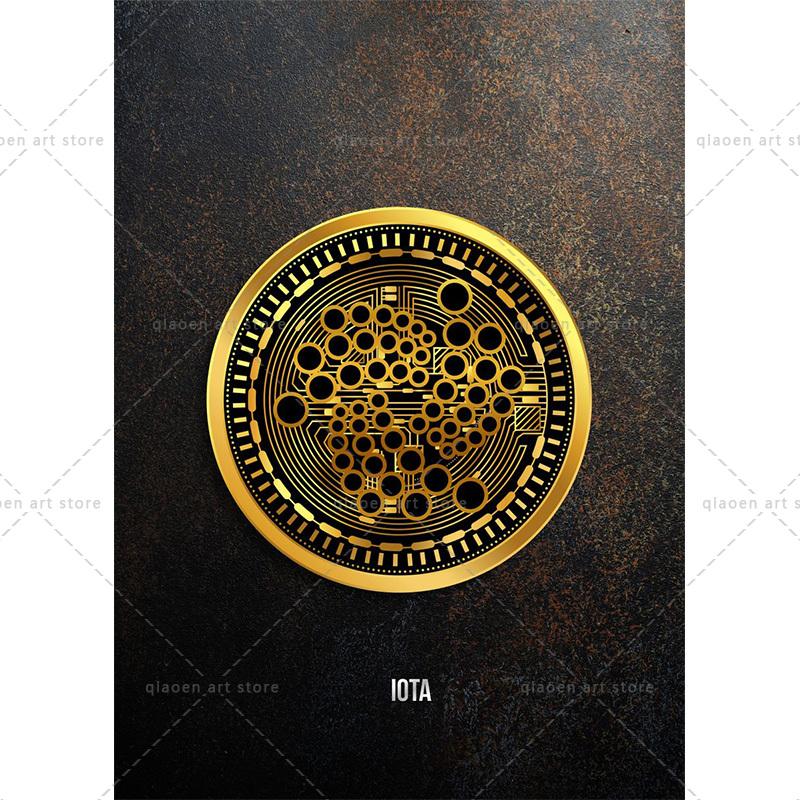 Abstract Golden Bitcoin Monero Cardano Canvas Painting Nordic Modern Wall Art Poster Print Pictures for Room Interior Home Decor