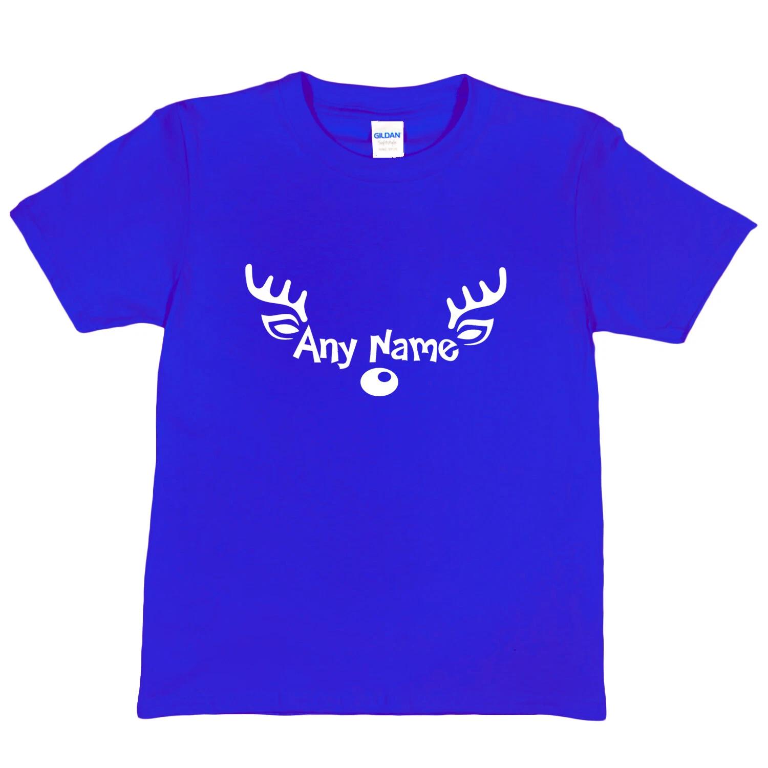 Kids Personalised Christmas T-Shirt Present Rudolph Any Name First Name S
