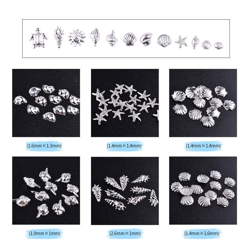 Summer Nail Art Sequins Glitter Nail Art Decals 3D Metal Frame for Shell Sea Starfish Studs on Nails DIY Charm Jewelry 1