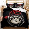 Copripiumino Scimmia Testa di Gorilla Collezione Biancheria da Letto Bambini Ragazzi Copripiumino Cappello Rosso Animale Selvatico Copripiumino in Poliestere Dimensioni Queen Dimensioni Standard