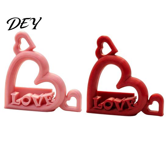 Valentine Day Gift for Couples Heart Photo Stand with Embossed LOVE Letters, 3D Printed Vertical Slot Wedding Sign In Table Decoration Picture Holder,