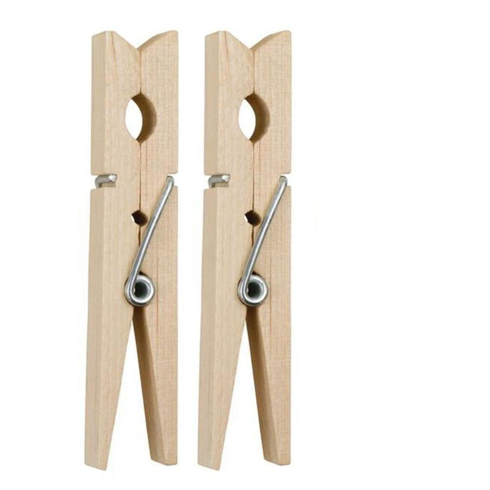 Natural 72mm Long School Party Wooden Wedding Craft Decoration Clothespin Clothes Pegs Photo Clips 6pcs