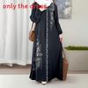 Ethnic Style Long Dress With Relief Flower Embroidery For Party And Casual Wear
