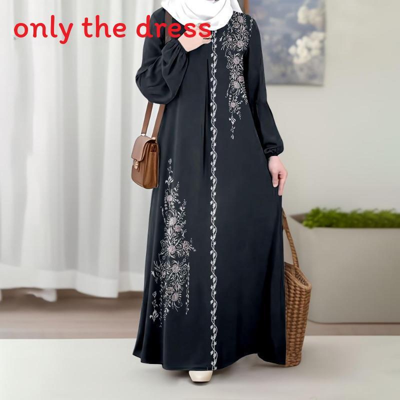 Ethnic Style Long Dress With Relief Flower Embroidery For Party And Casual Wear