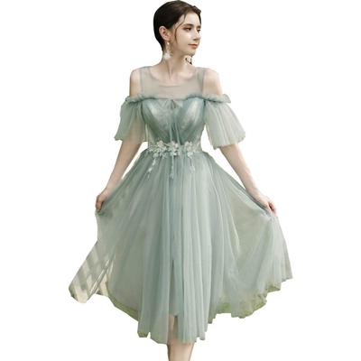Hanamaya Midi Dress with Floral Party Colorful Dress with Stylish Perfect for Bridal Cute Dress with Embroidery Green Size Embroidery, Dress, Sleeves,