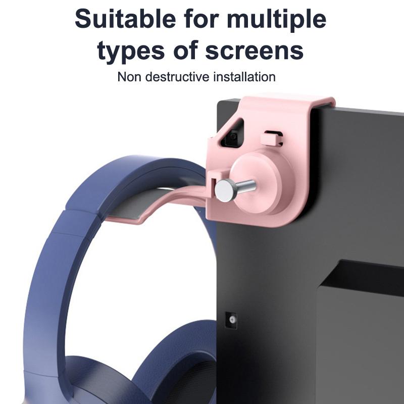 Headphone Holder Pc Monitor Hanger Wall Hook Monitor Earphone Stand Universal Headset Hanging Hook Durable Headphone Bracket