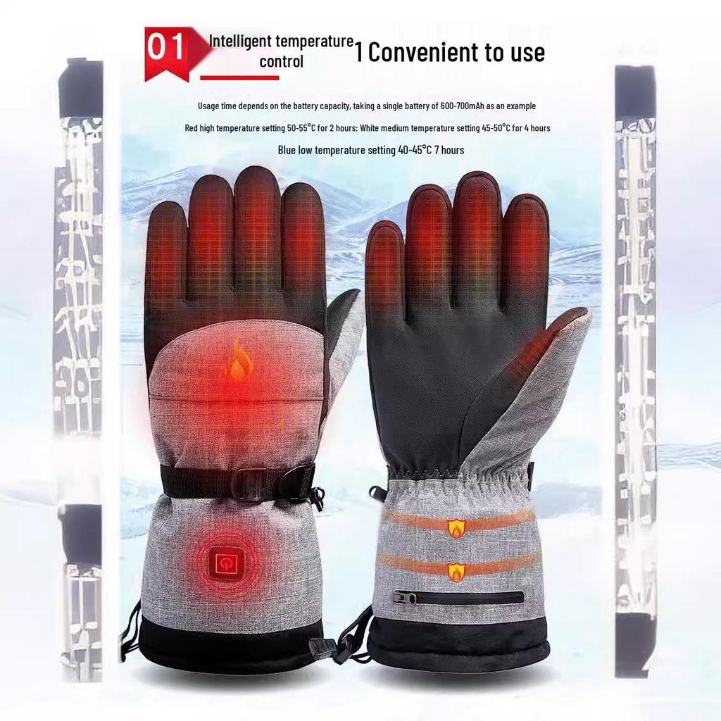 Smart Waterproof Heated Winter Ski Gloves - Electric Heated Gloves for Outdoor Sports and Cycling