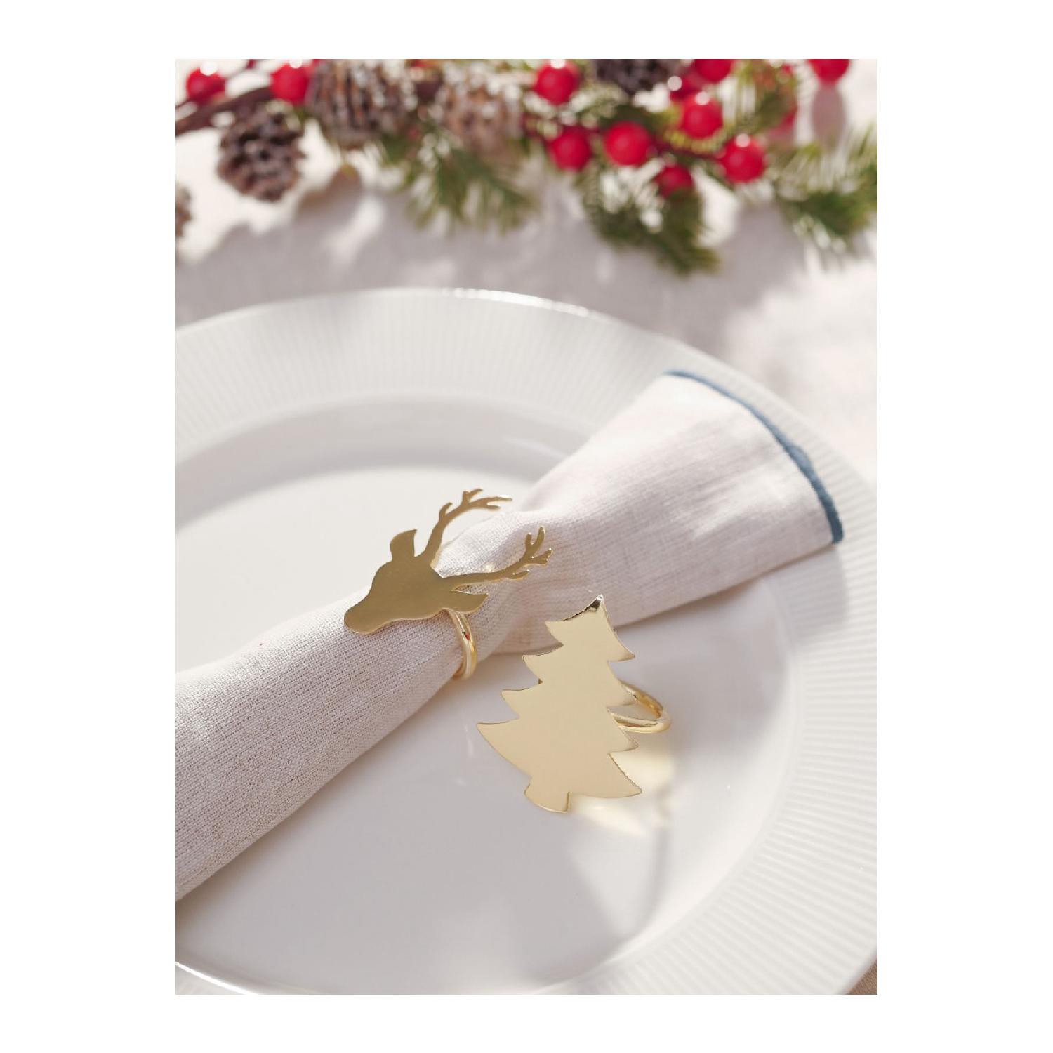 

Новогодний набор Dolly из 4 золотых колец для салфеток золотой