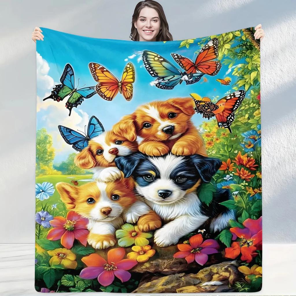Cute Pet Silhouette Living Room Blanket Soft Throw for Sofa Decor Ideal Home Gift with Animal Pattern Perfect for Home Decoratio