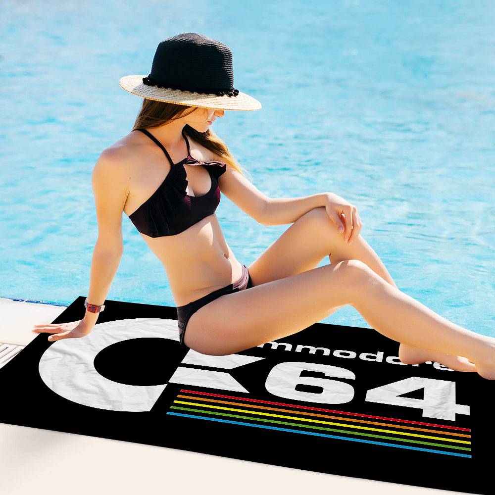 C-Commodore 64 Logo Beach Towel Colorful Bath Towels For Girl Microfiber Quick Dry Custom Sand Free Beach Yoga Spa Gym Pool