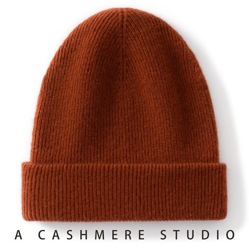 Autumn and Winter Cashmere Hat Women's Seamless Knitted Wool Double-layer Thermal Bag Head Stacking Hat Men's Cold Hat Confinement Hat Batch