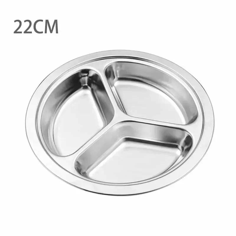 Piatto Piatto da Cena 1 pz Argento Acciaio Inossidabile 3 Sezioni Rotondo Diviso 22cm 24cm 26cm Set Merenda Utile Pratico