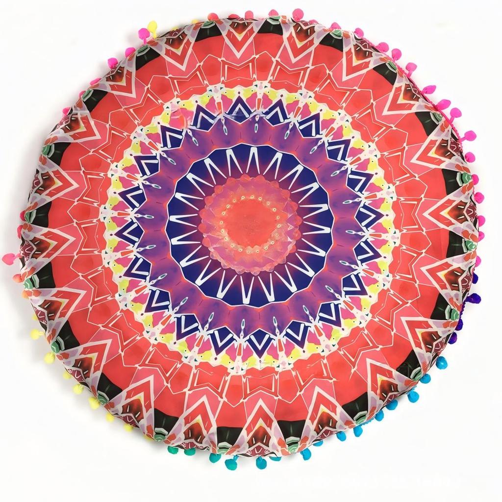 Bohemian 43cm/80cm Round Pillow Case Mandala Pattern Cushion Cover Indian Elephant Retro Meditation Floor Decorative Pillows