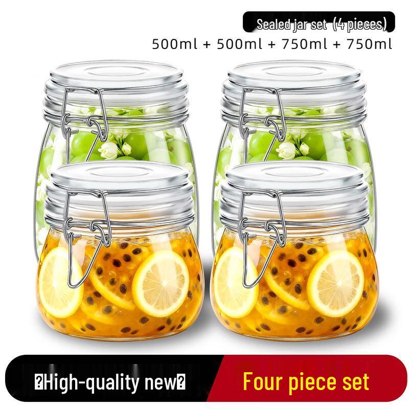

HANDUNYOU Glass Sealed Storage Jar 4-Piece Set