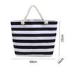 Striped Beach Tote Bag Large Capacity Foldable Travel Handbag Zipper Canvas Shoulder Bag For Travel Work Beach Gym Store