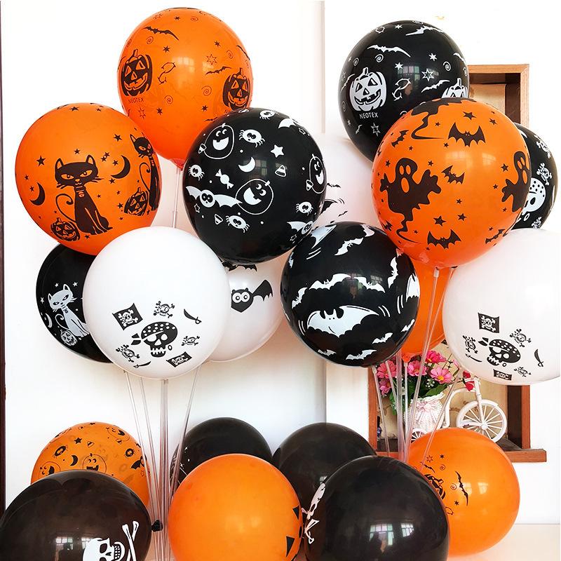 Halloween Latex Balloons 2.8g White Ghost Horror Balloons for KTV Bar Party Scene Decoration