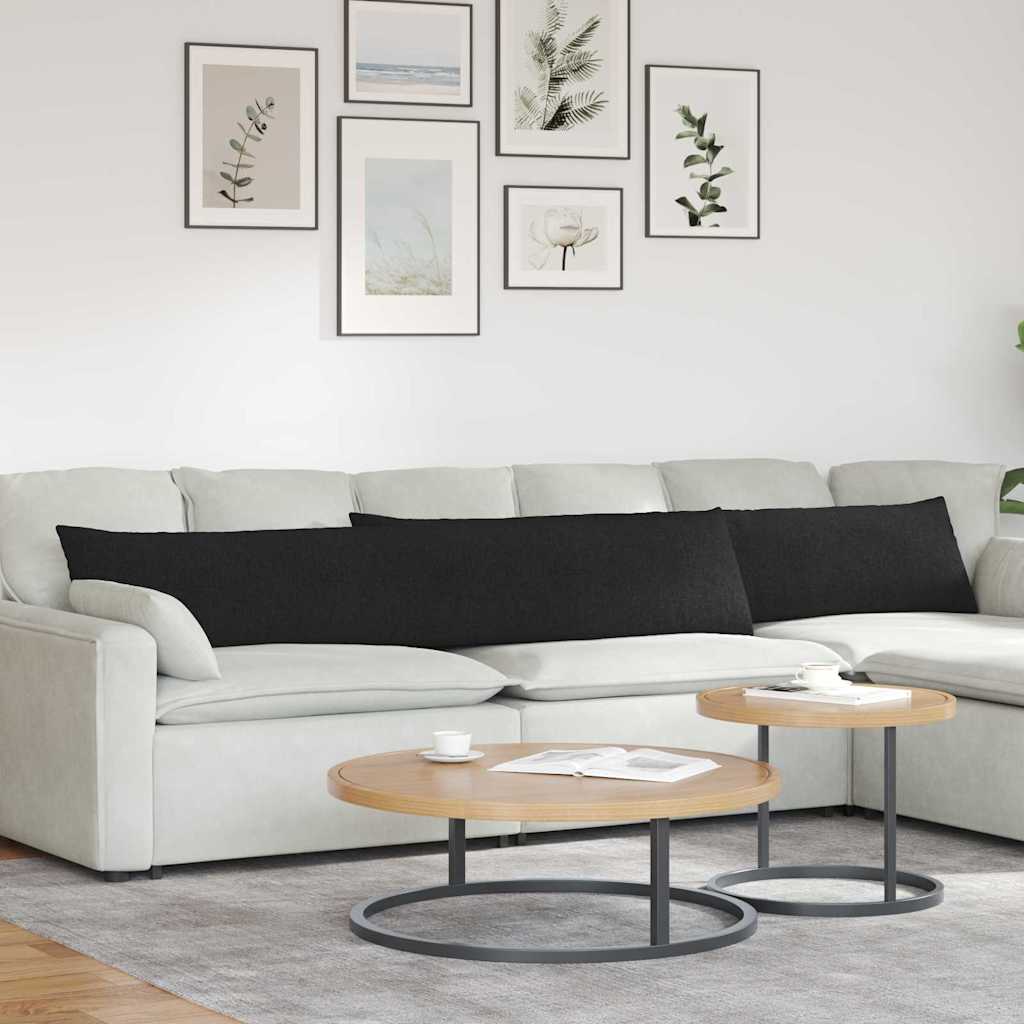 Sofa Cushions 2 Pcs Black 200 X 40 Cm Fabric