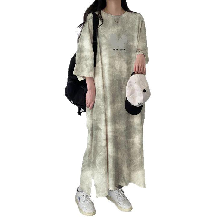 Korean Style Tie-Dye Short-Sleeve T-Shirt Dress – Women's Trendy Summer Fashion