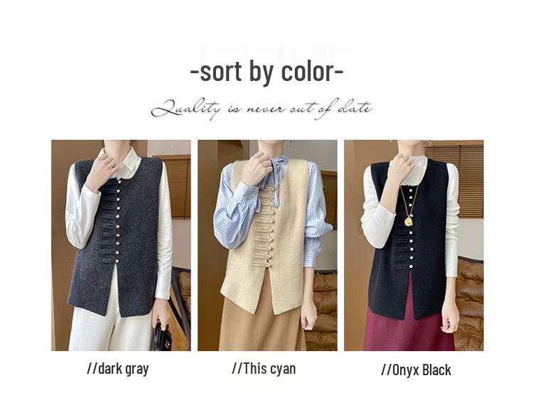 Women's Round Neck Sleeveless Wool Vest - 100% Pure Wool, High-End Feel, Perfect for Layering