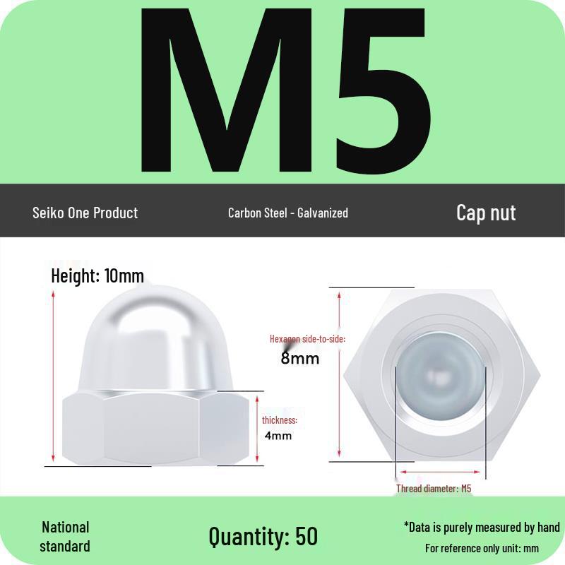 Galvanized M4M5 Round Head Decorative Nut Cap
