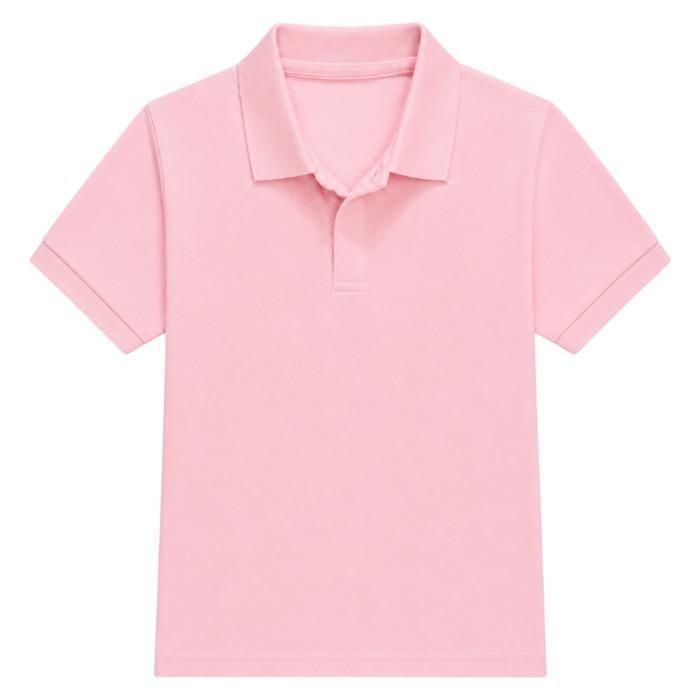 Polo fille manches courtes rose – Coton piqué 210 g/m² - Rose