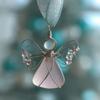 Sea Glass Angel Ornament Coastal Christmas Art Keepsake Wire-Wrapped Angel Christmas Tree Decoration For Holiday Home Decor