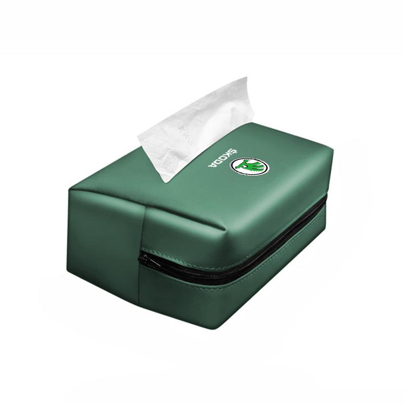KSDQ3 Car Tissue Box Sun Visor Seat Back Paper Towel Storage Bag For Skoda Octavia Kodiaq Superb Fabia Kamiq Rapid Karoq Enyaq Scala