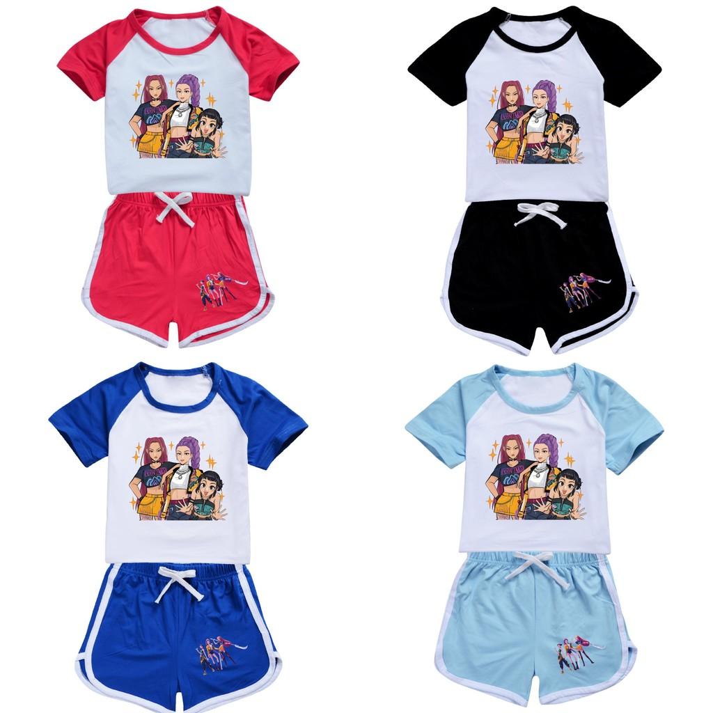 Kpop Demon Hunters Children Summer Short Sleeve Shorts Sport Set With Soft Cotton Fabric For Active Play