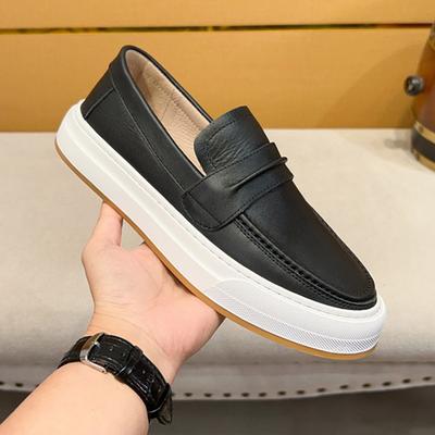 Fashion Men's Casual Shoes Genuine Leather Men Luxury British Style Penny Loafers Slip On Men Thick Sole Outdoor Flats Men Moccasins