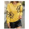 Women S Crew Neck Long Sleeve Flower Jacquard Knit Pullover Sweater