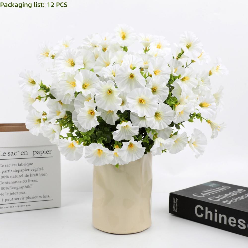 12 PCS Artificial Flowers Morning Glory-Outdoor Decor, Colorful Daisy Planter - Front Door, Porch, Patio, Window Box-Home Decor