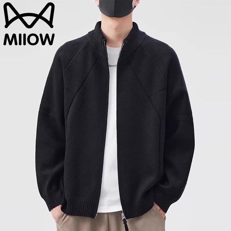 

Men s Stand-Up Collar American Retro Knit Cardigan Sweater M