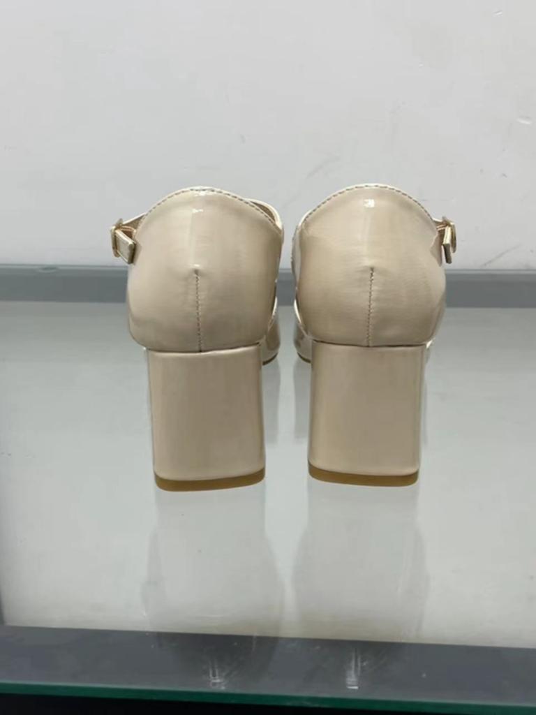 Fashion Lolita Shoes Shallow Mouth Summer High Heels 2025 Sandals Ladies Mary Jane Latest Bow Beige African Retro Block Butterfly-knot P