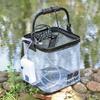 Outdoor Transparent Fishing Bucket Foldable Portable Net Live Fish Bucket EVA With Rope Water Bucket Fish Protection Bucket