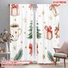 2pcs,2D Plane Printing Curtain Fabric Christmas Tree Bow Gift Snowflakes (2) Versatile Polyester Fabric (without Rod)