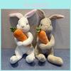 Süßes Cartoon-Kaninchen-Stofftier mit Karotte, Braunes kurzes Plüschtier für Kinder Geschenk 75 Zeichen