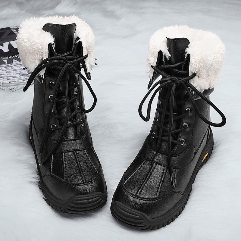 High-top cotton boots, winter outdoor snow boots, women's piled thickened warm large-size waterproof casual sports cotton shoes
