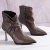 Fashion Pointed Toe Ankle Boots Women High Heels Shoes Fad Leather Pleated New Winter Elegant Pumps 2025 Dress Party Zapatillas De Mujer