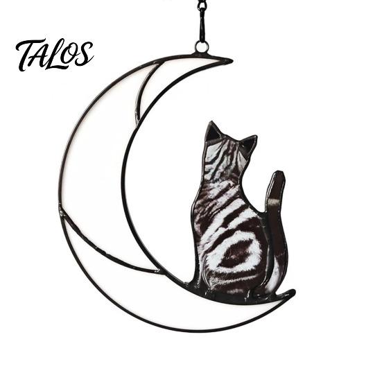 Cat Gift for Home Acrylic Hanging Pendant with Chain, Animal Ornament Window Light Translucent Wall Decor, Cute Lover Room Decoration