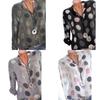 Elegant Women Fashion Polka Dots Print Chiffon Blouse With Long Shirt Sleeves