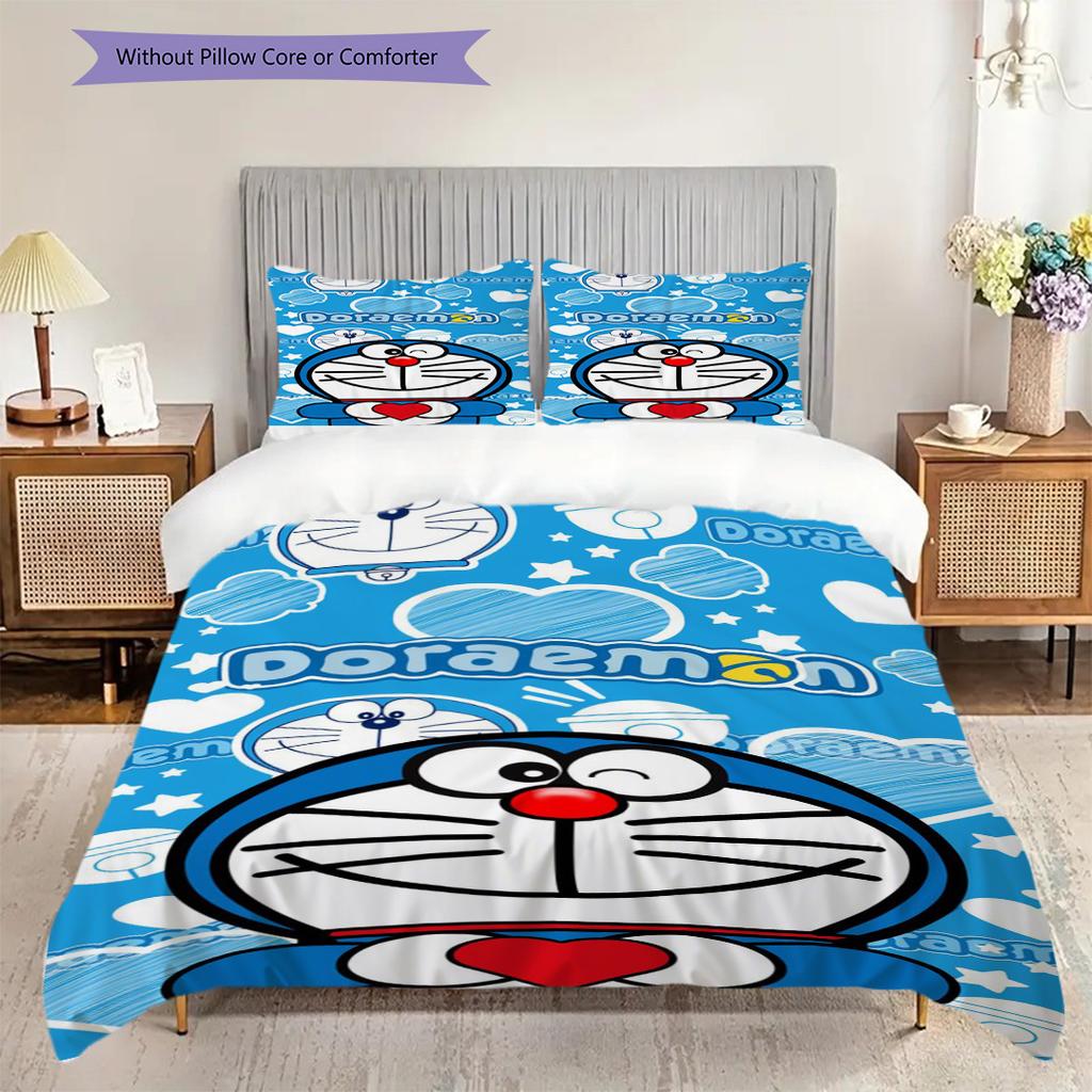 Doraemon Set Comfortable Sleep Threepiece Set 1 Duvet Cover 2 Pillowcase Without Core Duvet Cover And Pillowcase Christmas Birthday Gift