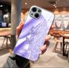 Light luxury flash diamond butterfly mobile phone case Apple 14promax metallic paint glass case iPhone17pm protective case