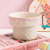 Ice Cream Shape Ceramic Cat Bowl High Foot Protection Flat Bottomed Elevated Cat Bowl Non Slip Large Diameter Cat Food Bowl